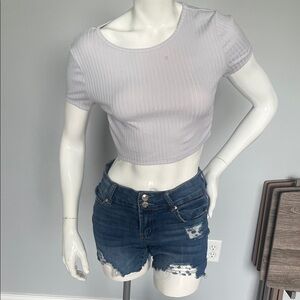 No Boundaries Ribbed Light Gray Crop Top